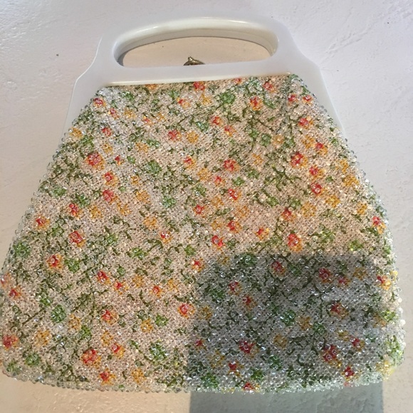 Handbags - Vintage Beaded Lucite Handles Purse